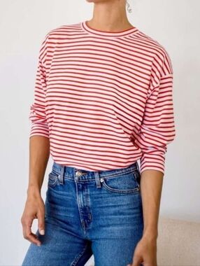 AYR The French Fry Tee Striped XS Coastal Minimalist 100% Pima Cotton ultra soft